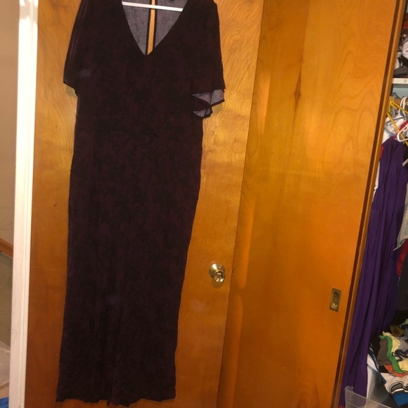 TORRID plum PRINT WIDE LEG CHALLIS JUMPSUIT 3x - Picture 4 of 7